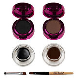 Kit Sprancene, Kiss Beauty, Super Stay 24H, 2 Gel Sprancene, 2 Fard Sprancene, Pensula, Black-Brown