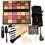 Make-up Set: Blush Kit + Brushes + Brushes + Highlighter Powder + Mascara