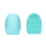 Brush Egg - Accessorio in silicone per la pulizia dei pennelli da trucco, colore blu