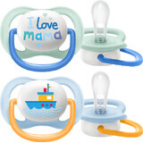 Philips Avent Ultra air Text Fopspeen 0-6m jongen 2 stuks