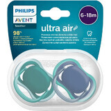 Philips Avent Ultra air suzetă neutră 6-18m băiat albastru 2 buc