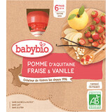 Babybio doypack pomme, fraise, vanille 4 x 90 g