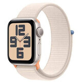 Apple Watch SE GPS 44mm carcasă din aluminiu cu buclă sport, Starlight