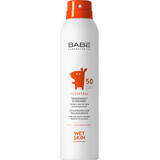 Babé Baby - Spray transparent de protecție solară pentru bebeluși pentru piele umedă SPF 50, 200 ml