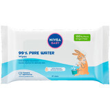 Salviette umidificate all'acqua pura, 57 pezzi, Nivea Baby