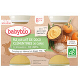 Crema Bio de cocos, orez si clemetine, +8 luni, 2x130 g, Babybio