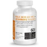 Acid Folic 800 mcg si Vitamina B12 1000mcg, 60 capsule, Bronson