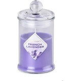 Emocio Frasco de vidrio 60×112 mm con tapa de vidrio Vela perfumada lavanda francesa 1×1 ud, vela perfumada