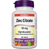 WEBBER NATURALS Zinc 50 mg Citrat 1×180 tbl, supliment alimentar