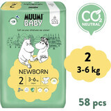 Muumi Baby 2 Nou-născut 3-6 kg, scutece ecologice 1×58pcs, scutece ECO