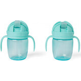 SKIP HOP Growing Mug Sip-to-Straw Teal 6 m+ 1×1 buc, cană pentru copii