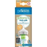 Dr.BROWN'S BABY FOTTLE OPTIONS+ 150 ml 1×1 st, met wijde hals, 0M+, antikoliek, glas, wit