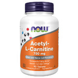 Now Foods Acetyl L-Carnitine, Acetil-L-Carnitină 750 mg, 90 comprimate vegetariene