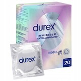 Durex Invisible, prezervative extra umezite, super subțiri, 20 bucăți