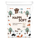 Happi Soft, tampoane de bumbac pentru copii, pătrate, 50 bucăți