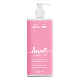 On Line Love, jabón líquido 2 en 1 para manos y cuerpo, peonía y agua de rosas, 390 ml