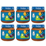 Set desert Gerber, prune, după 4 luni, 6 x 125 g