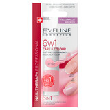 Eveline Cosmetics Nail Therapy 6in1, balsam concentrat pentru îmbunătățirea culorii unghiilor, Rose, 5 ml