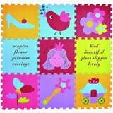 Covoras Puzzle Printesa, 92 x 92 cm, +3 ani, Babygreat