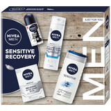 Kit Nivea Men Sensitve Recovery, spumă de ras, 200 ml + balsam aftershave, 100 ml + gel de duș, 250 ml + roll-on antiperspirant, 50 ml