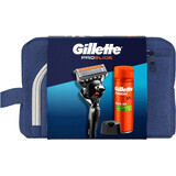 Reisset Gillette ProGlide scheermes + Fusion 200 ml scheergel + standaard