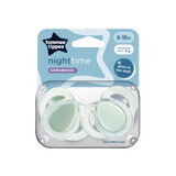 Chupetes ortodónticos Night Time, 6-18 meses, 2 piezas, Verde, Tommee Tippee