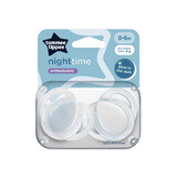 Chupetes ortodónticos Night Time, 0-6 meses, 2 piezas, Blanco, Tommee Tippee