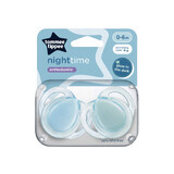 Chupetes ortodónticos Night Time, 0-6 meses, 2 piezas, Azul, Tommee Tippee