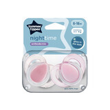 Chupetes ortodónticos Night Time, 6-18 meses, 2 piezas, Rosa, Tommee Tippee