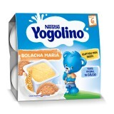 Desert Gris cu lapte si biscuiti Yogolino, +6 luni, 4x 100g, Nestle