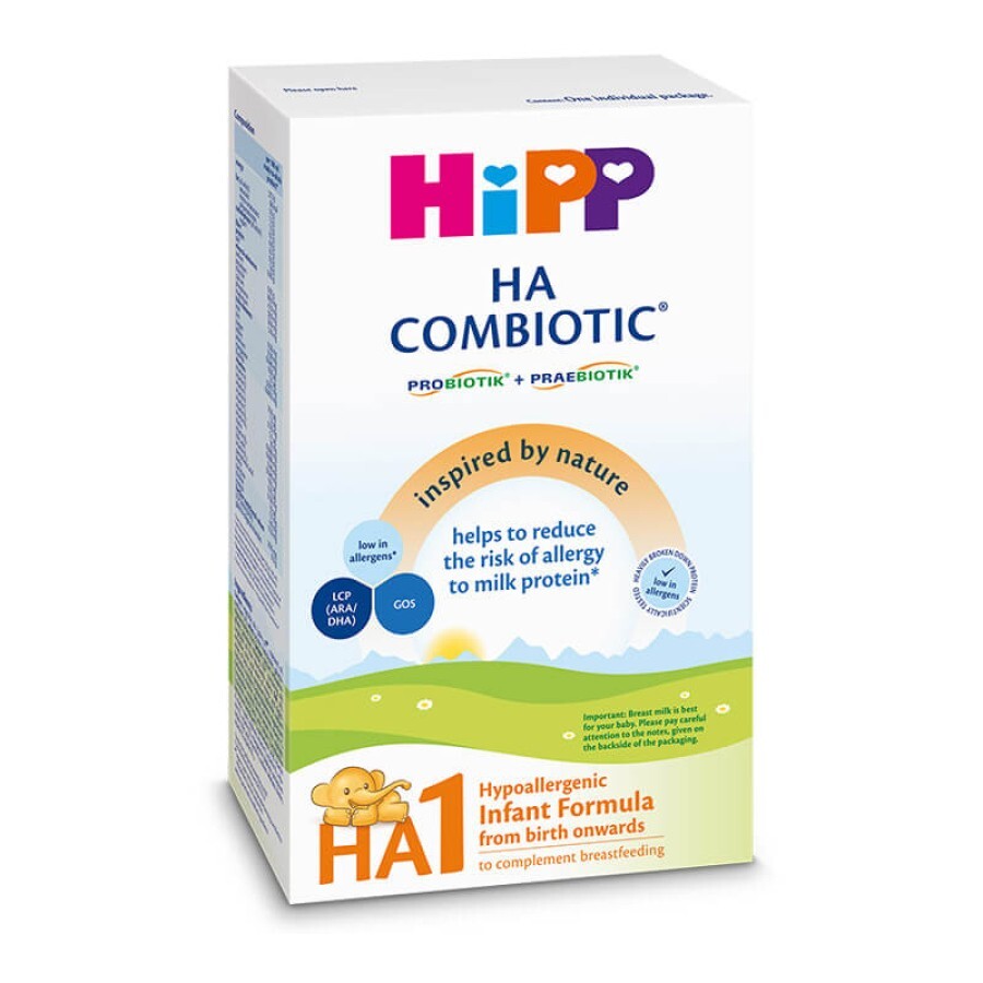 Formula de lapte praf de inceput HA 1 Combiotic, +0 luni, 350 g, Hipp