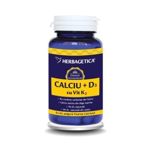 Calciu + D3 + Vitamina K2, 30 capsule, Herbagetica
