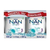 Pachet Formula de lapte Premium Nan 3 Optipro, 2x400 gr, Nestle