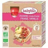 Piure Bio Desert din mere, capsuni si vanilie, +6luni, 4x90g, BabyBio