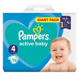 Scutece Active Baby Nr. 4, 9-14 kg, 76 bucati, Pampers