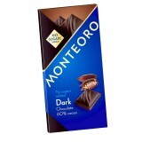 Ciocolata fara zahar amaruie 60% cacao Monteoro, 90 g, Sly Nutritia
