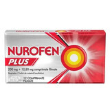 Nurofen Plus, 200 mg/ 12.80 mg, 12 comprimate filmate, Reckitt Benckiser