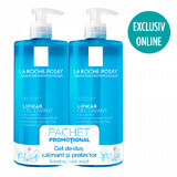 Pachet Gel de duș calmant și protector Lipikar, 750 ml + 750 ml, La Roche-Posay