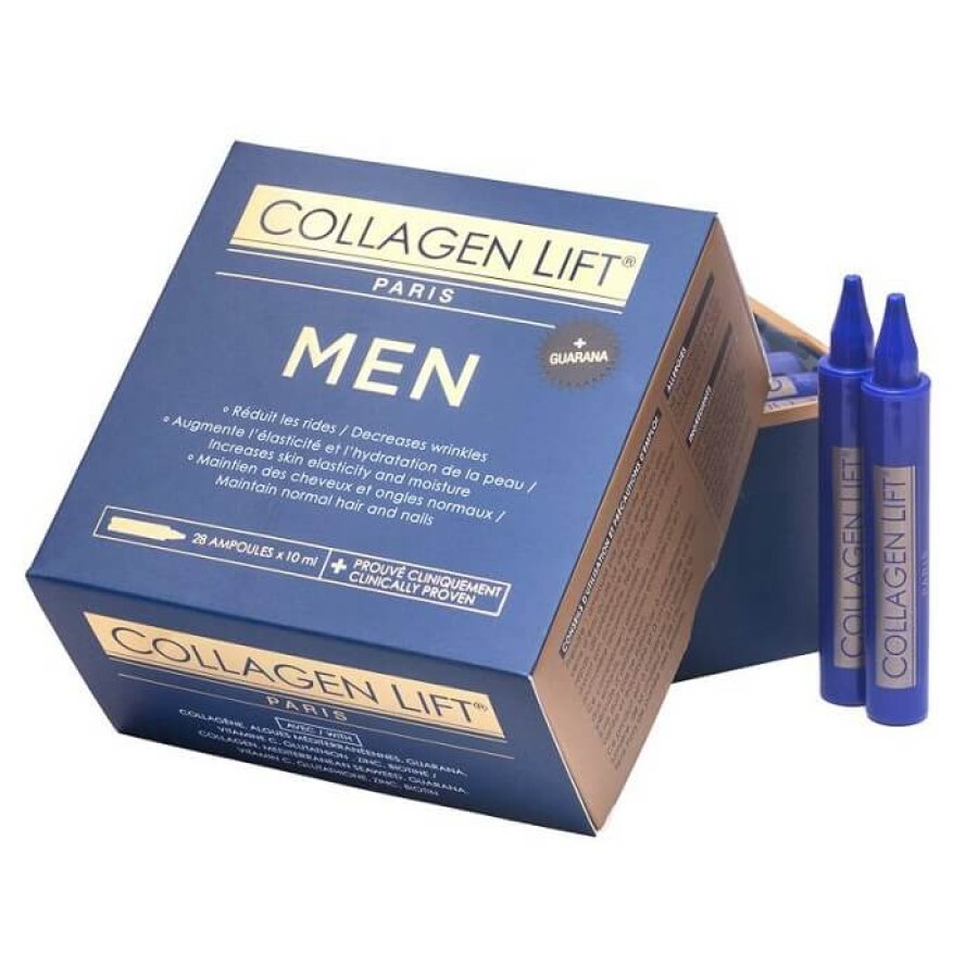 Colagen hidrolizat buvabil pentru barbati, 28 fiole, Collagen Lift Men
