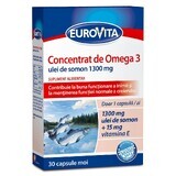 Concentrat de Omega 3 ulei de peste 1300mg Plus Vit D3+E, 30 capsule, Eurovita