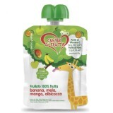 Smoothie bio din fructe pentru copii Girafa, 90 g, Cuore di frutta