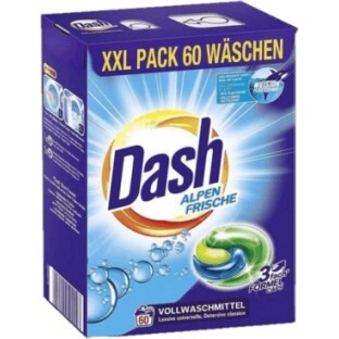 Dash Detergent pentru rufe capsule 3 in 1 alpen frishe 60 de spălări, 60 buc
