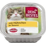 Dein Bestes caserolă hrană umedă pentru pisici carne de pasăre în sos, 100 g