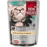 Dein Bestes pliculeț hrană umedă pentru pisici junior curcan în sos, 100 g
