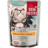Dein Bestes pliculeț hrană umedă pentru pisici junior găină în sos, 100 g