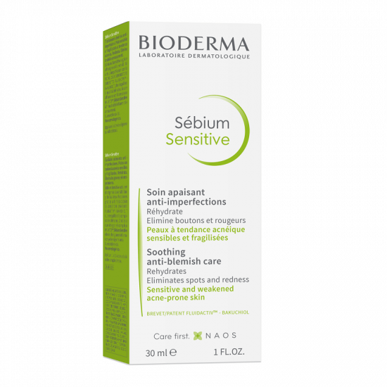 Fluid calmant si hidratant pentru pielea acneica Sebium Sensitive, 30 ml, Bioderma Frumusete si ingrijire