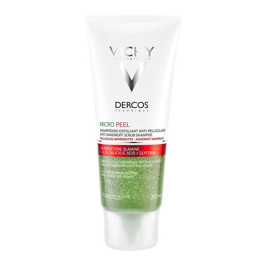 Șampon exfoliant împotriva matreții aderente Dercos Micro Peel, 200 ml, Vichy