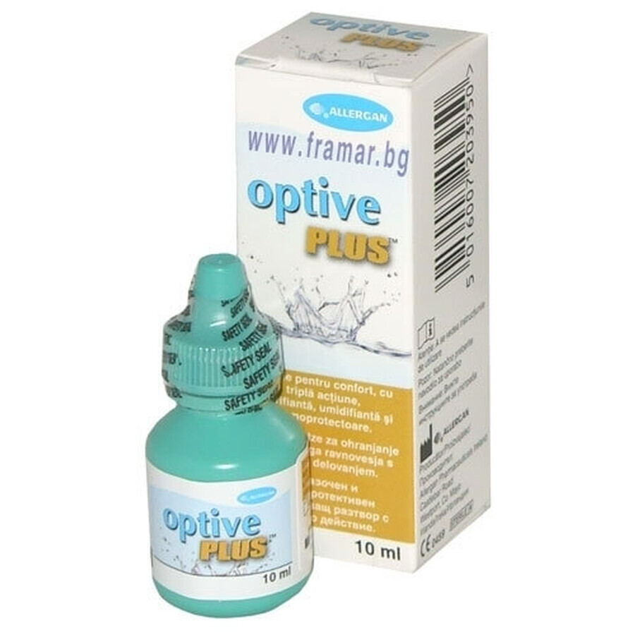 Soluție lubrifiantă, umidifiantă și osmoprotectoare pentru ochi Optive Plus, 10 ml, Allergan