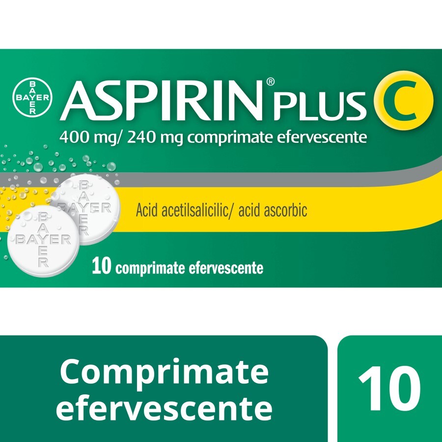 Aspirin Plus C, 10 comprimate efervescente, Bayer