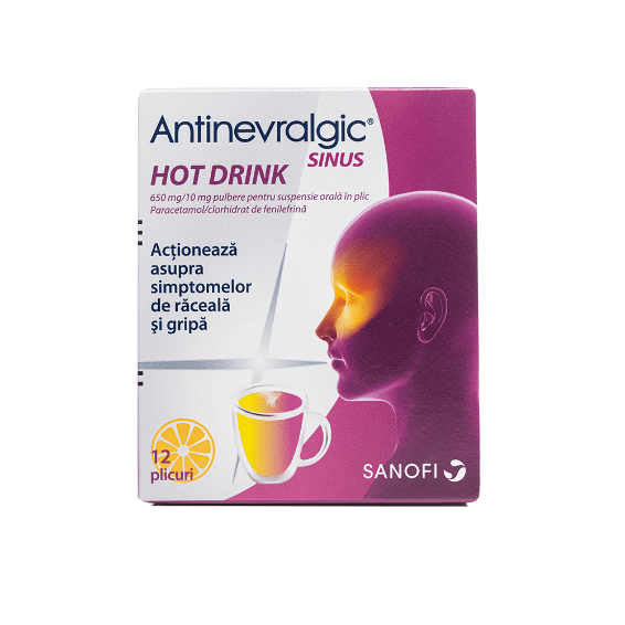 Antinevralgic Sinus Hot Drink, 12 plicuri, Sanofi